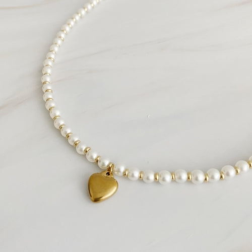 Collier cœur perle — doré – Fidussia (3)