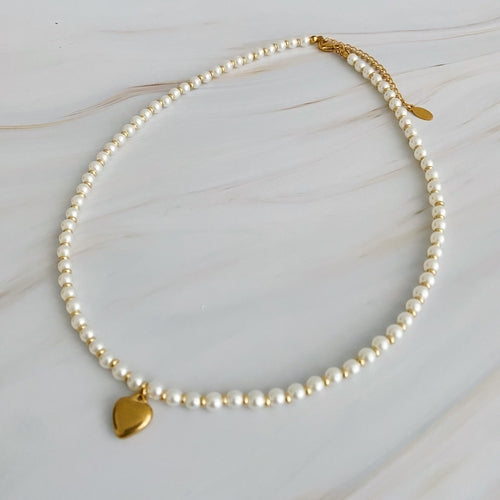 Collier cœur perle — doré – Fidussia (2)