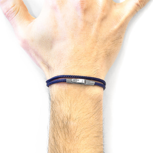 Bracelet cordon bleu marine — argent – Fidussia (4)