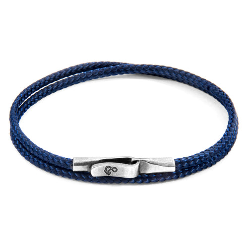 Bracelet cordon bleu marine — argent – Fidussia