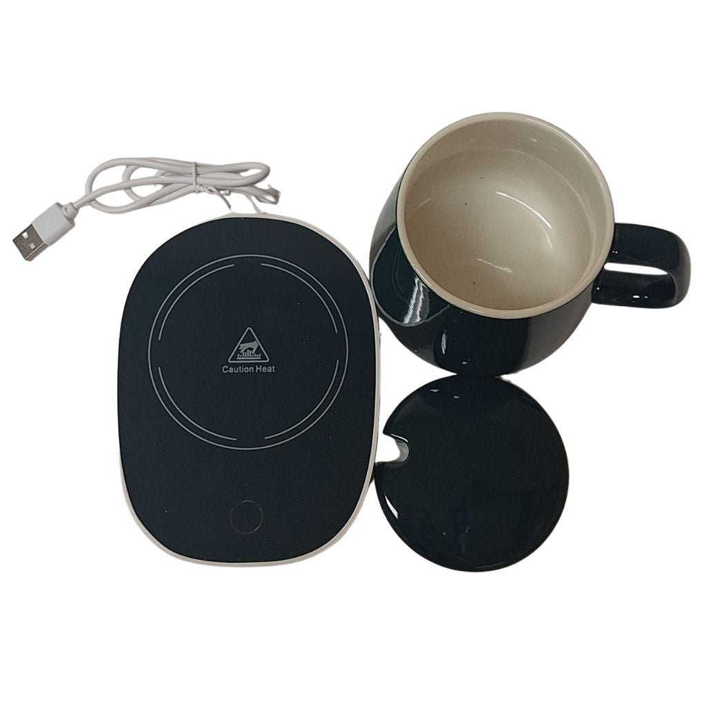 Tasse auto-chauffante blanche avec base chauffante – Fidussia